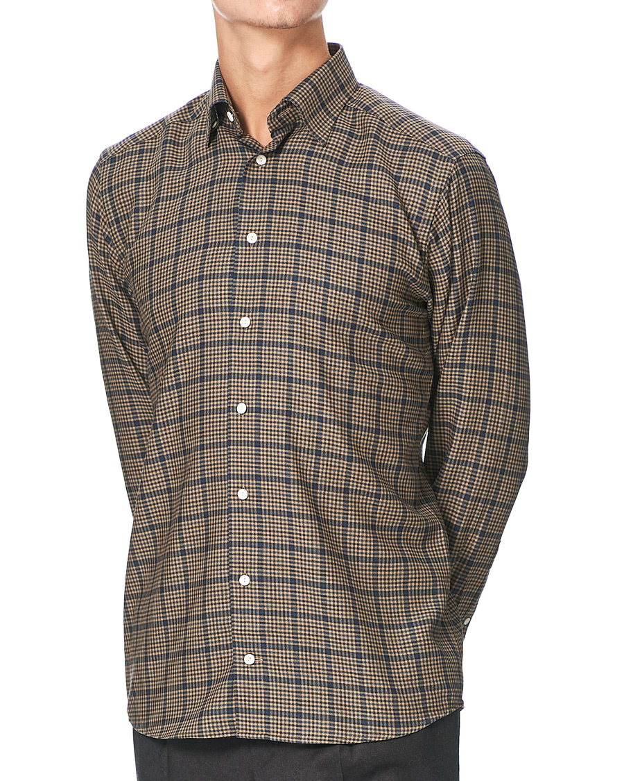 Herre | Skjorter | Eton | Slim Fit Big Checked Brushed Merino Shirt Brown