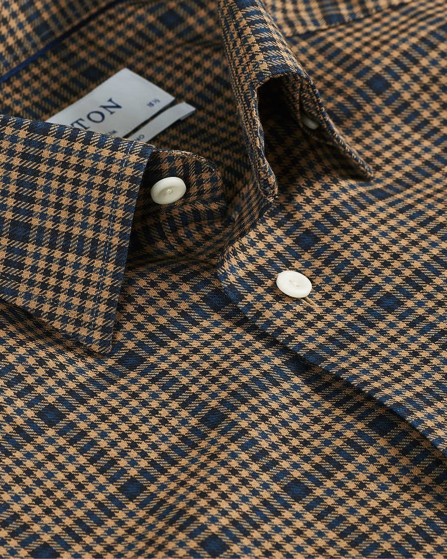Herre | Skjorter | Eton | Slim Fit Big Checked Brushed Merino Shirt Brown
