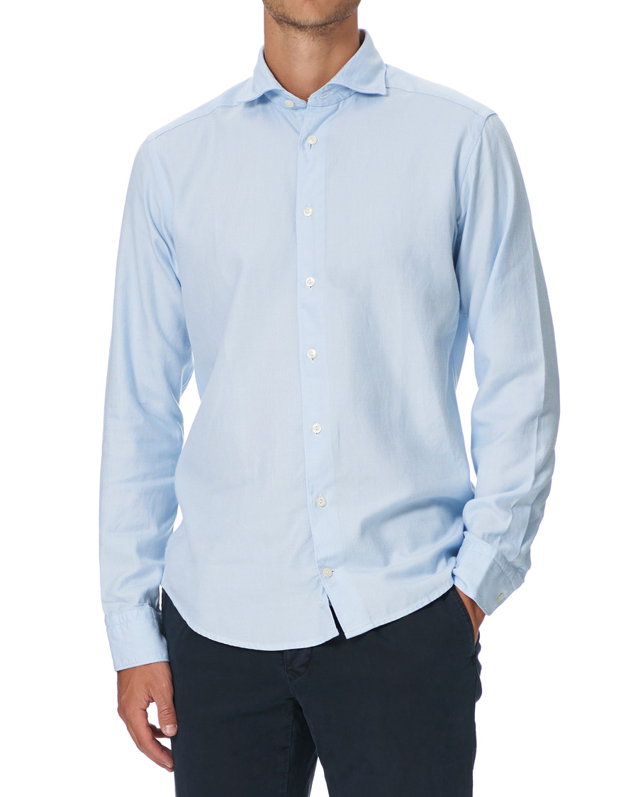 Herre | Skjorter | Eton | Slim Fit Micro Structured Flannel Shirt Blue