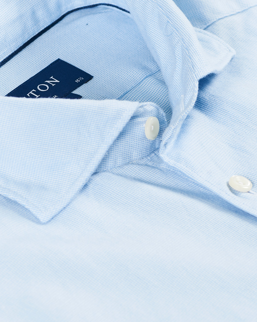 Herre | Skjorter | Eton | Slim Fit Micro Structured Flannel Shirt Blue