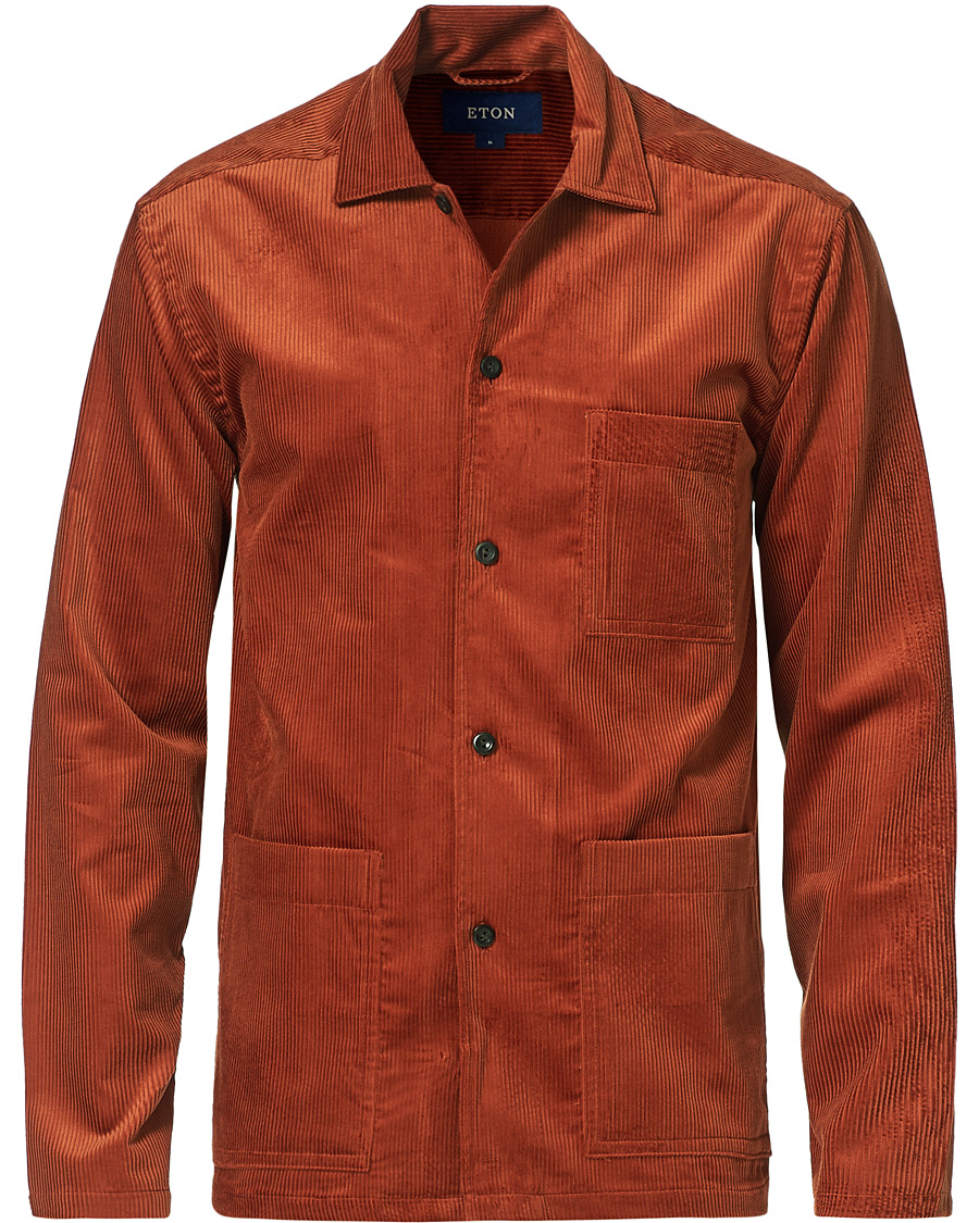 Herre | Skjorter | Eton | Cotton Corduroy Overshirt Orange