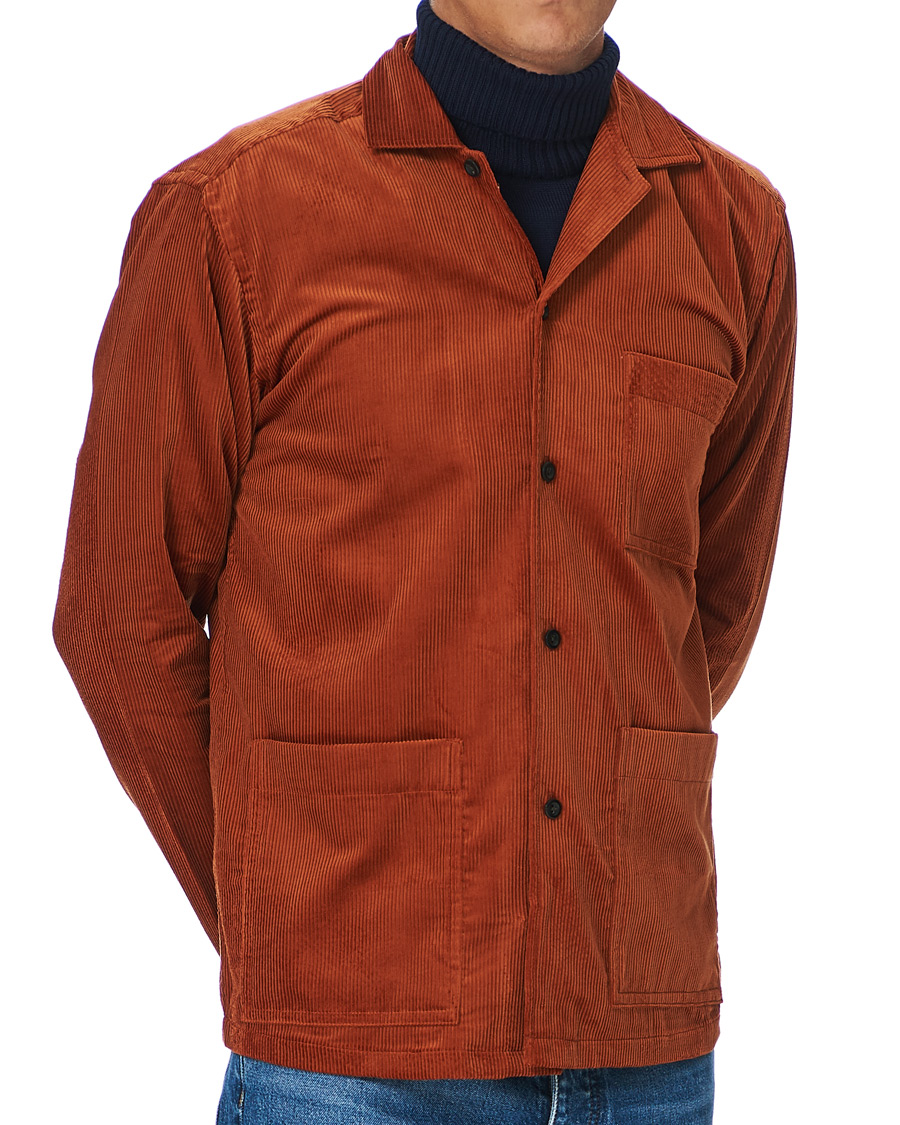 Herre | Skjorter | Eton | Cotton Corduroy Overshirt Orange