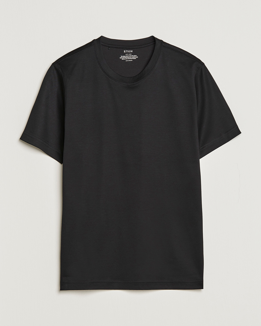 Herre | Sorte t-shirts | Eton | Filo Di Scozia Cotton T-Shirt Black