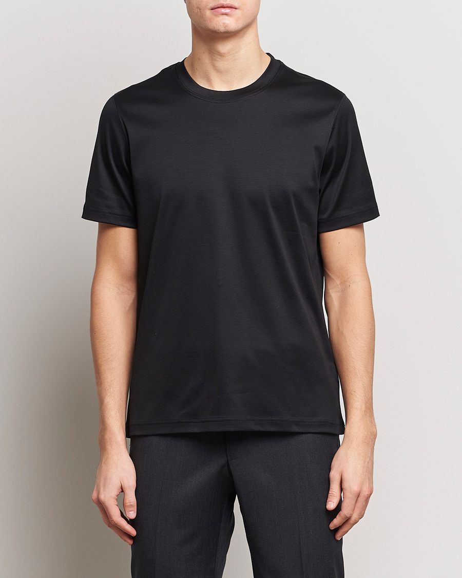 Herre | Afdelinger | Eton | Filo Di Scozia Cotton T-Shirt Black