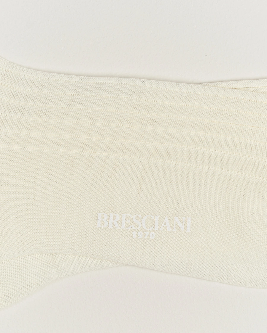 Herre |  | Bresciani | Wool/Nylon Ribbed Short Socks White