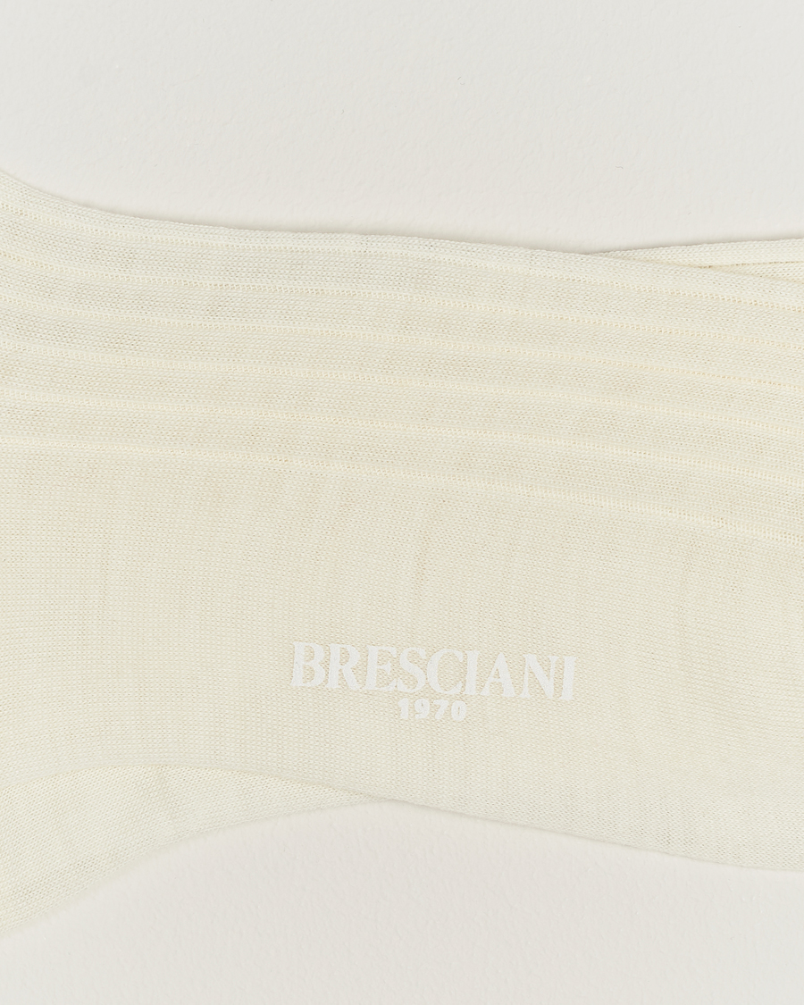 Herre | Italian Department | Bresciani | Wool/Nylon Ribbed Short Socks White