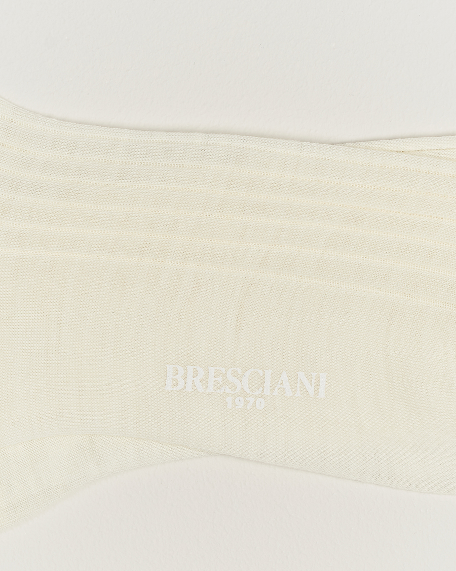 Herre | Undertøj | Bresciani | Wool/Nylon Ribbed Short Socks White