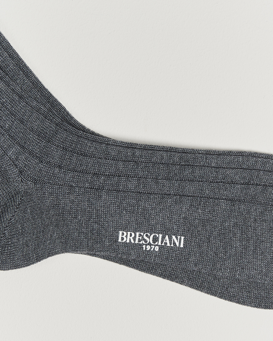 Herre | Undertøj | Bresciani | Wool/Nylon Heavy Ribbed Socks Grey