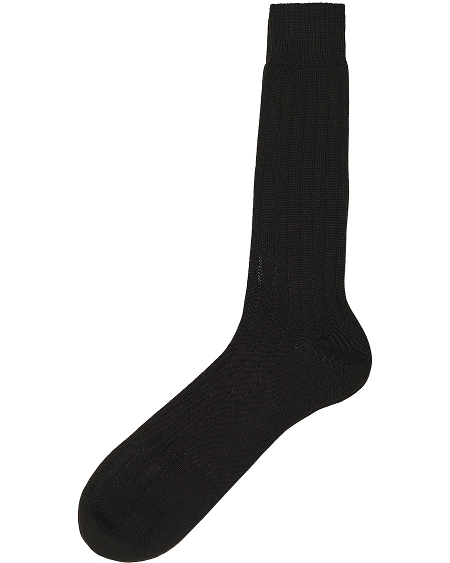 Herre | Undertøj | Bresciani | Wool/Nylon Heavy Ribbed Socks Brown