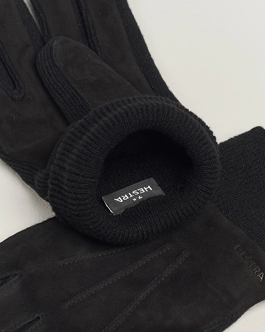 Herre | Business & Beyond | Hestra | Geoffery Suede Wool Tricot Glove Black
