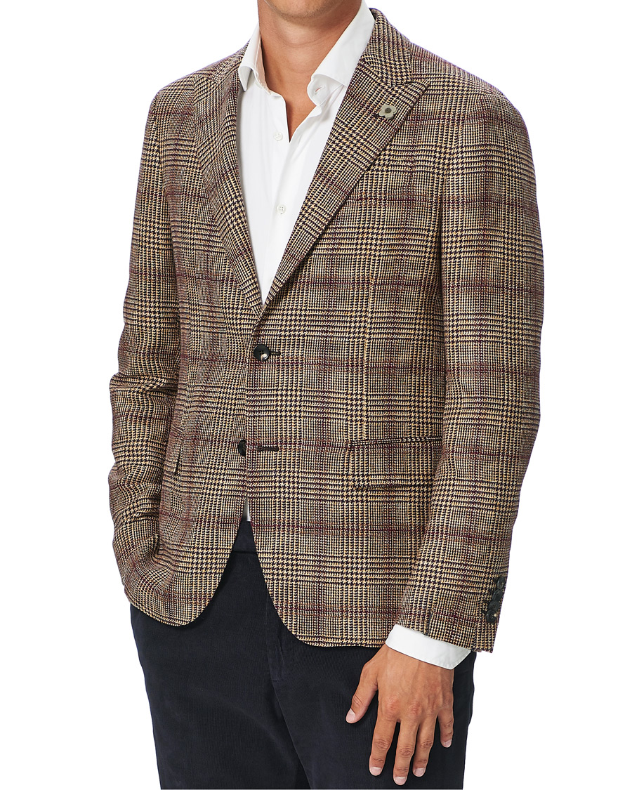 Herre | Blazere & jakker | Lardini | Peak Lapel Checked Houndstooth Blazer Light Brown