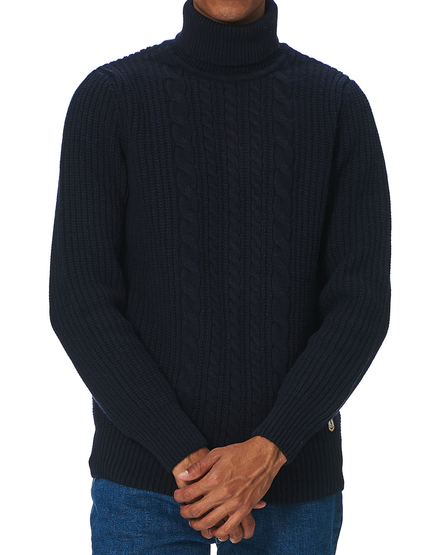 Herre | Trøjer | Armor-lux | Cable Knit Turtleneck Navy