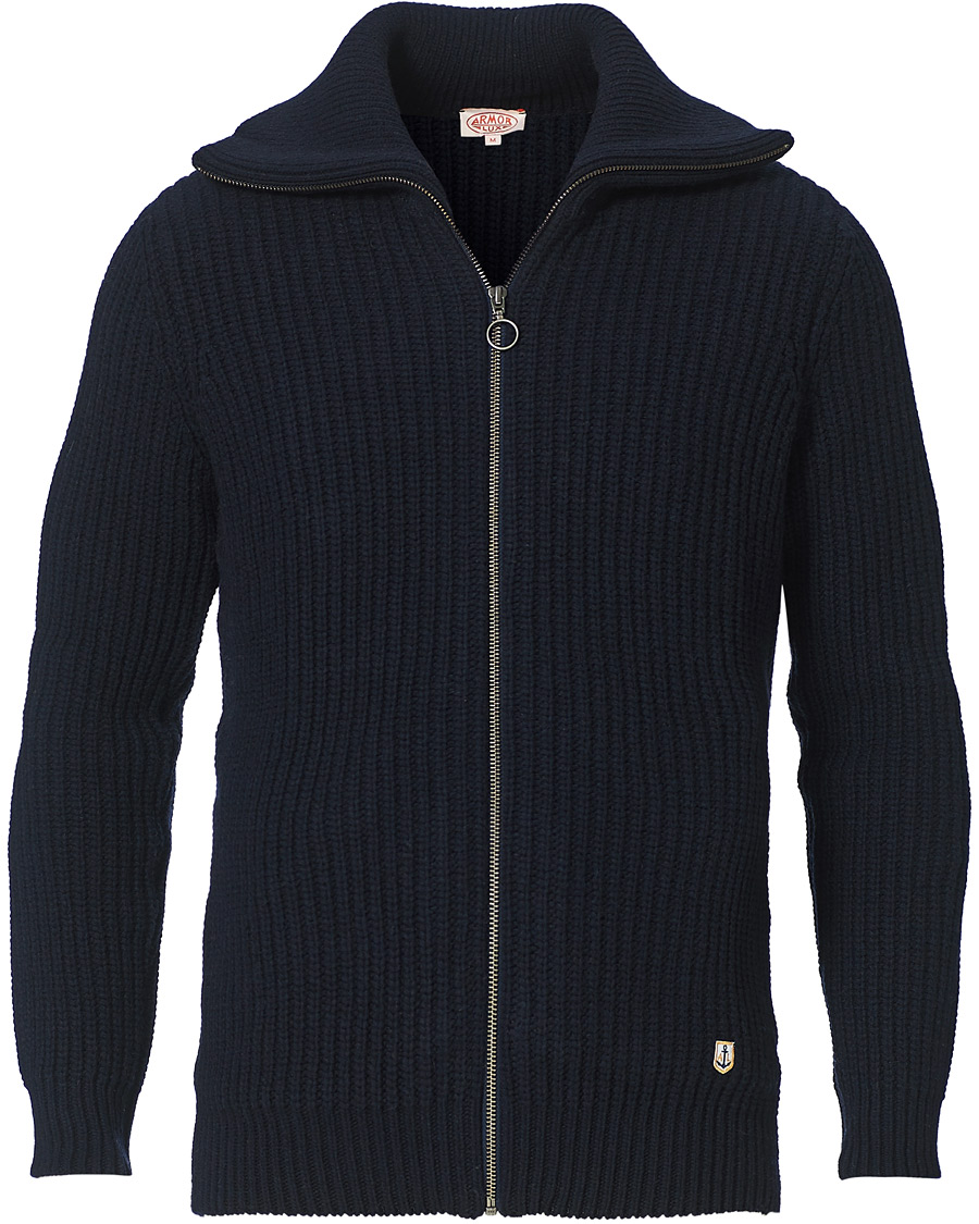 Herre | Trøjer | Armor-lux | Ribbed Zip Sweater Navy