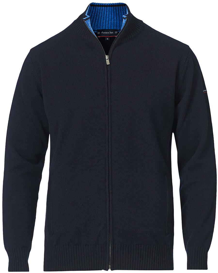 Herre | Trøjer | Armor-lux | Wool Zip Cardigan Navy