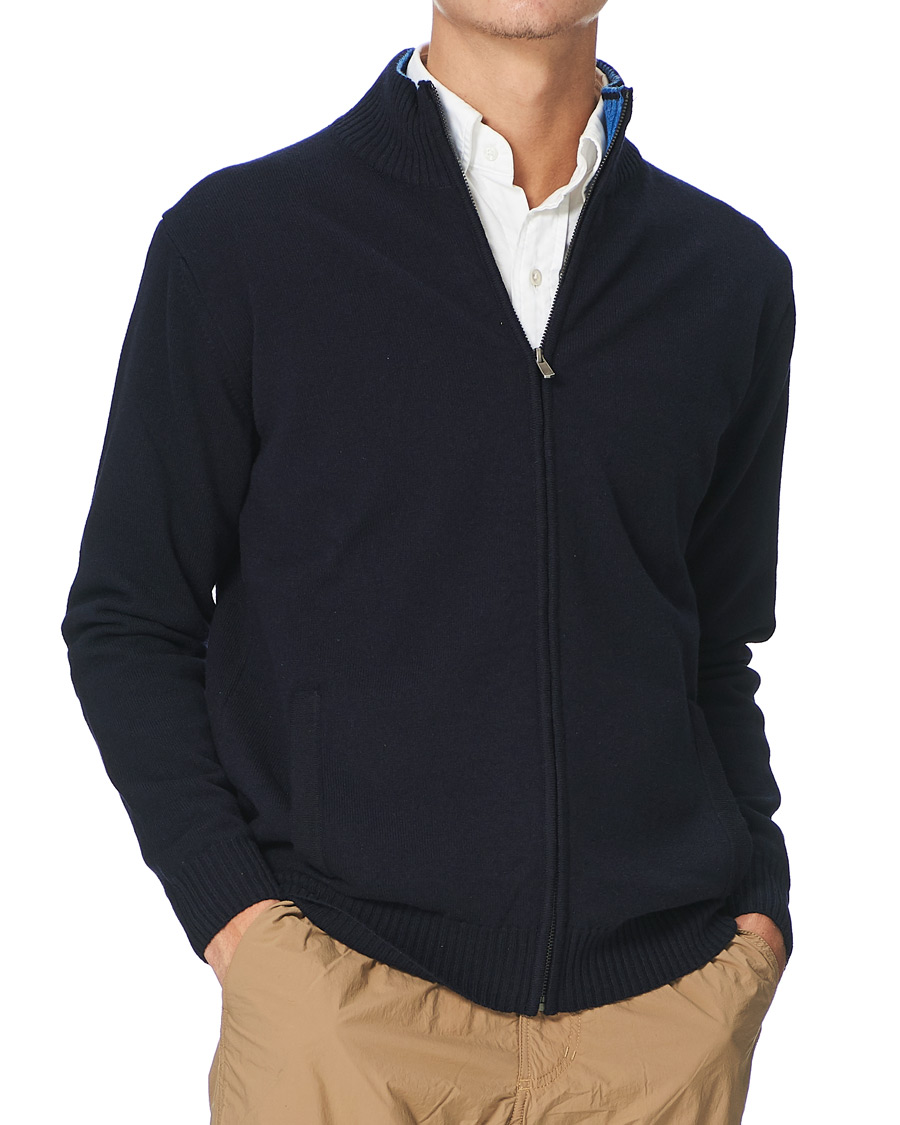 Herre | Trøjer | Armor-lux | Wool Zip Cardigan Navy