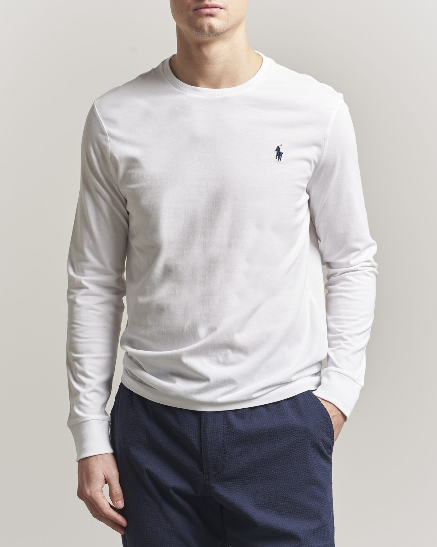 Herre | T-Shirts | Polo Ralph Lauren | Custom Slim Fit Long Sleeve Tee White