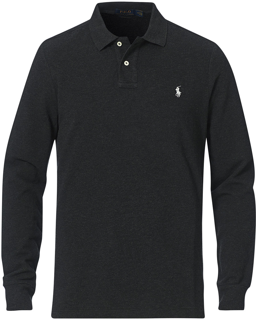 Herre | Trøjer | Polo Ralph Lauren | Custom Slim Fit Long Sleeve Polo Black Marl Heather