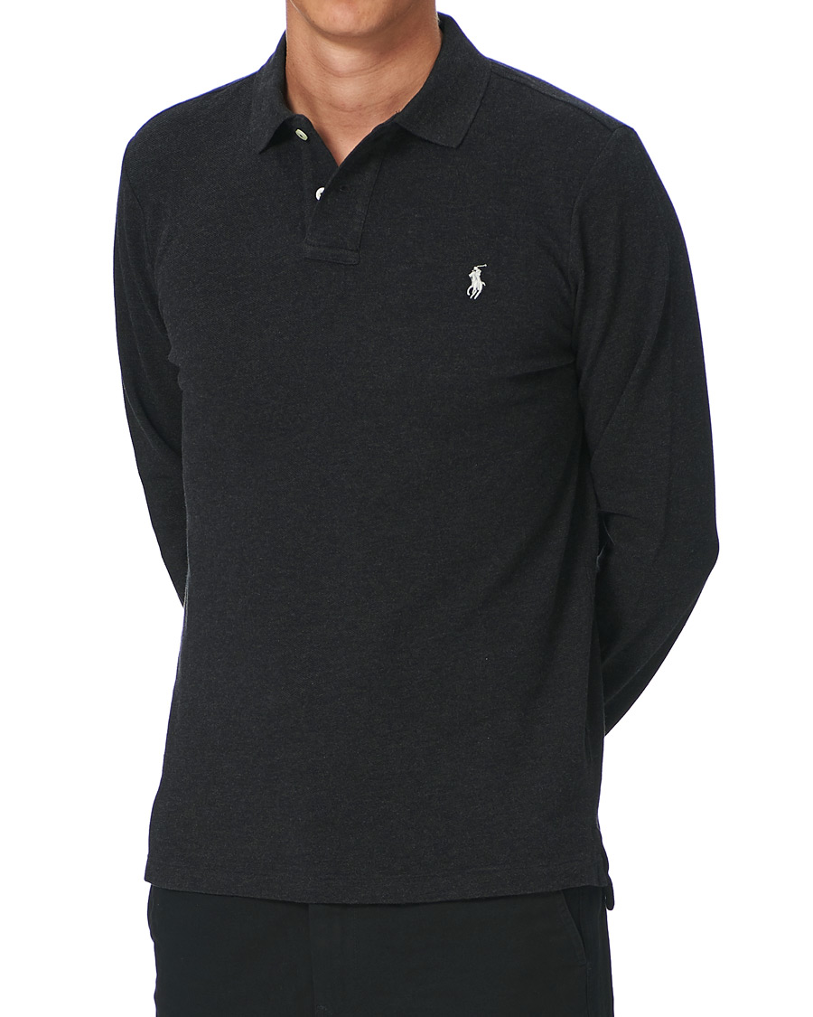 Herre | Trøjer | Polo Ralph Lauren | Custom Slim Fit Long Sleeve Polo Black Marl Heather