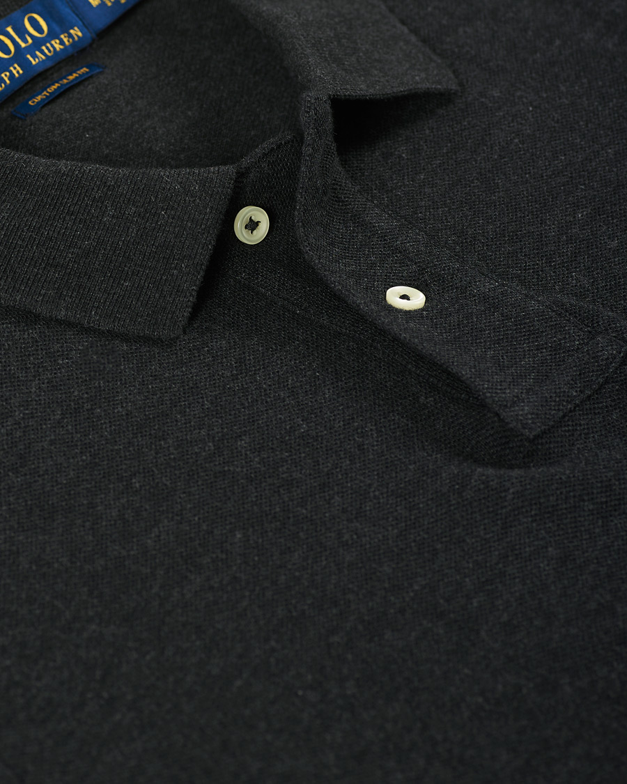 Herre | Trøjer | Polo Ralph Lauren | Custom Slim Fit Long Sleeve Polo Black Marl Heather