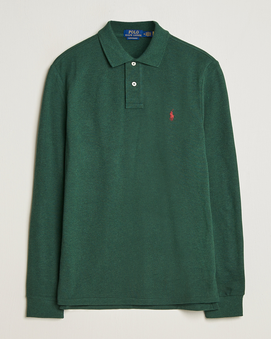 Herre | Trøjer | Polo Ralph Lauren | Custom Slim Fit Long Sleeve Polo Scotch Pine Heather