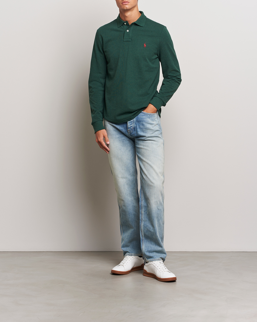 Herre | Trøjer | Polo Ralph Lauren | Custom Slim Fit Long Sleeve Polo Scotch Pine Heather