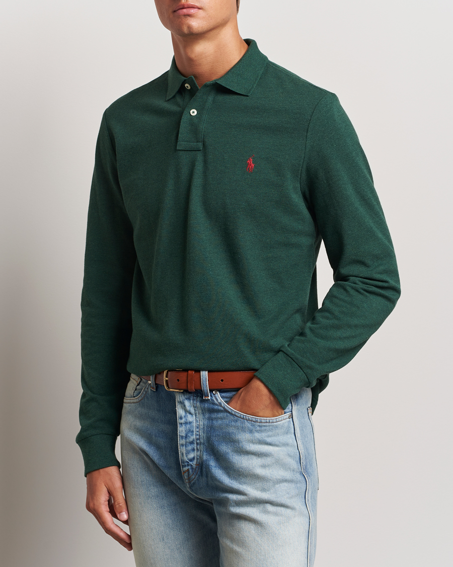 Herre | Trøjer | Polo Ralph Lauren | Custom Slim Fit Long Sleeve Polo Scotch Pine Heather