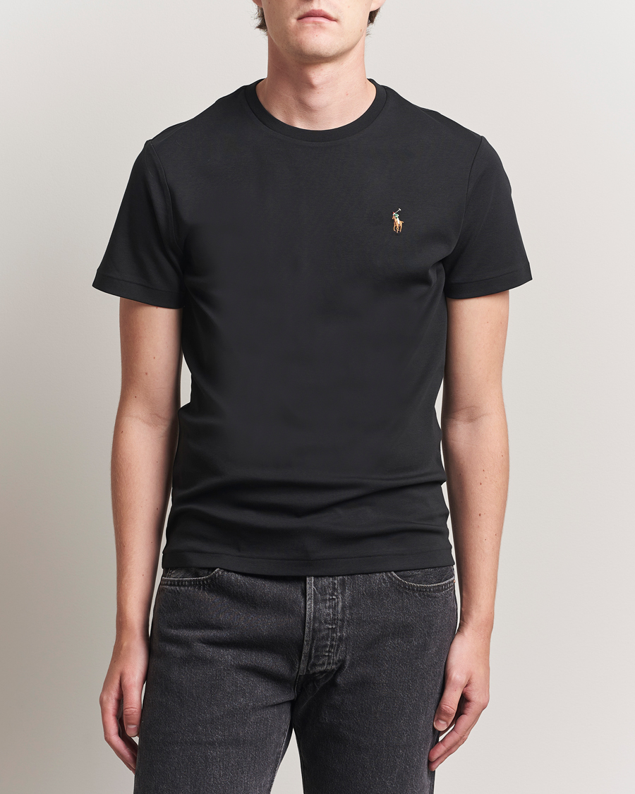 Herre | T-Shirts | Polo Ralph Lauren | Luxury Pima Cotton Crew Neck T-Shirt Black