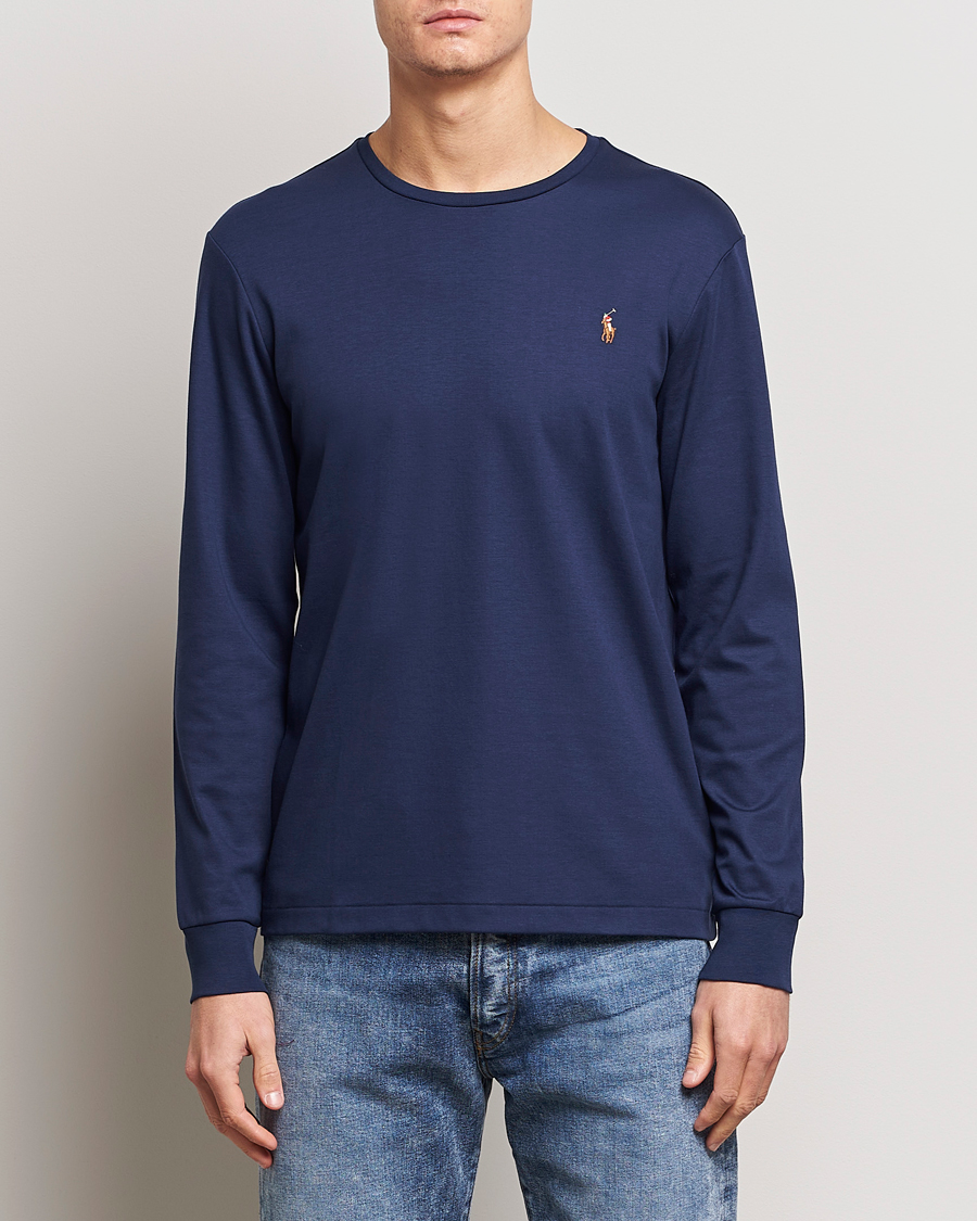 Herre | 30% udsalg | Polo Ralph Lauren | Luxury Pima Cotton Long Sleeve T-Shirt Refined Navy