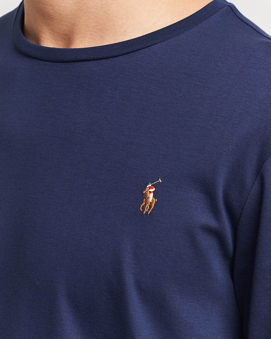 Herre | T-Shirts | Polo Ralph Lauren | Luxury Pima Cotton Long Sleeve T-Shirt Refined Navy