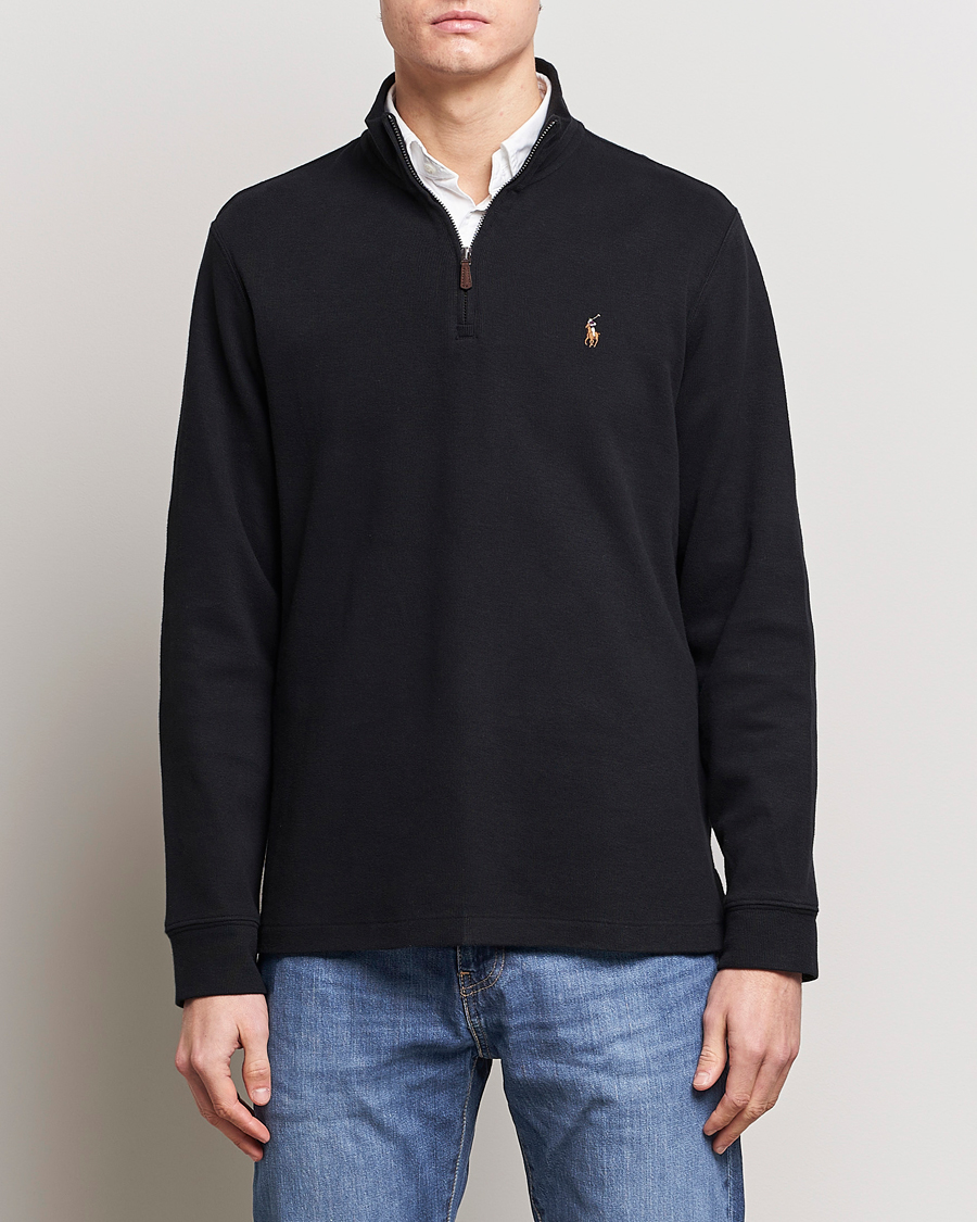 Herre | Preppy Authentic | Polo Ralph Lauren | Double Knit Jaquard Half Zip Sweater Black