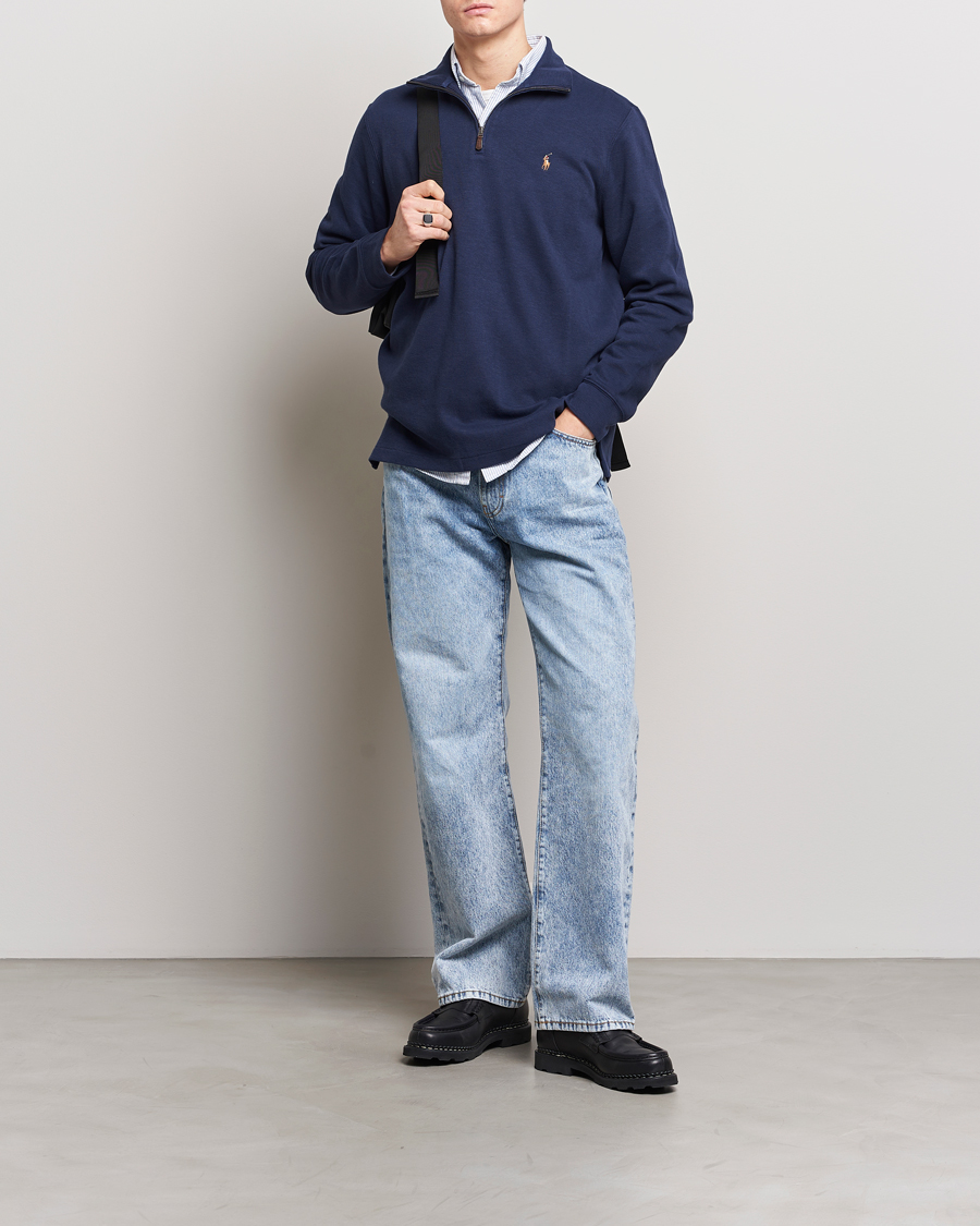 Herre | Trøjer | Polo Ralph Lauren | Double Knit Jaquard Half Zip Sweater Cruise Navy
