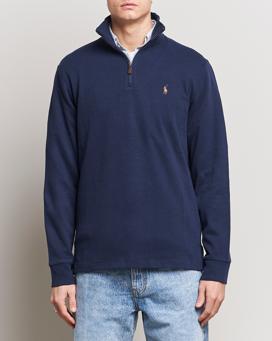 Herre | Trøjer | Polo Ralph Lauren | Double Knit Jaquard Half Zip Sweater Cruise Navy