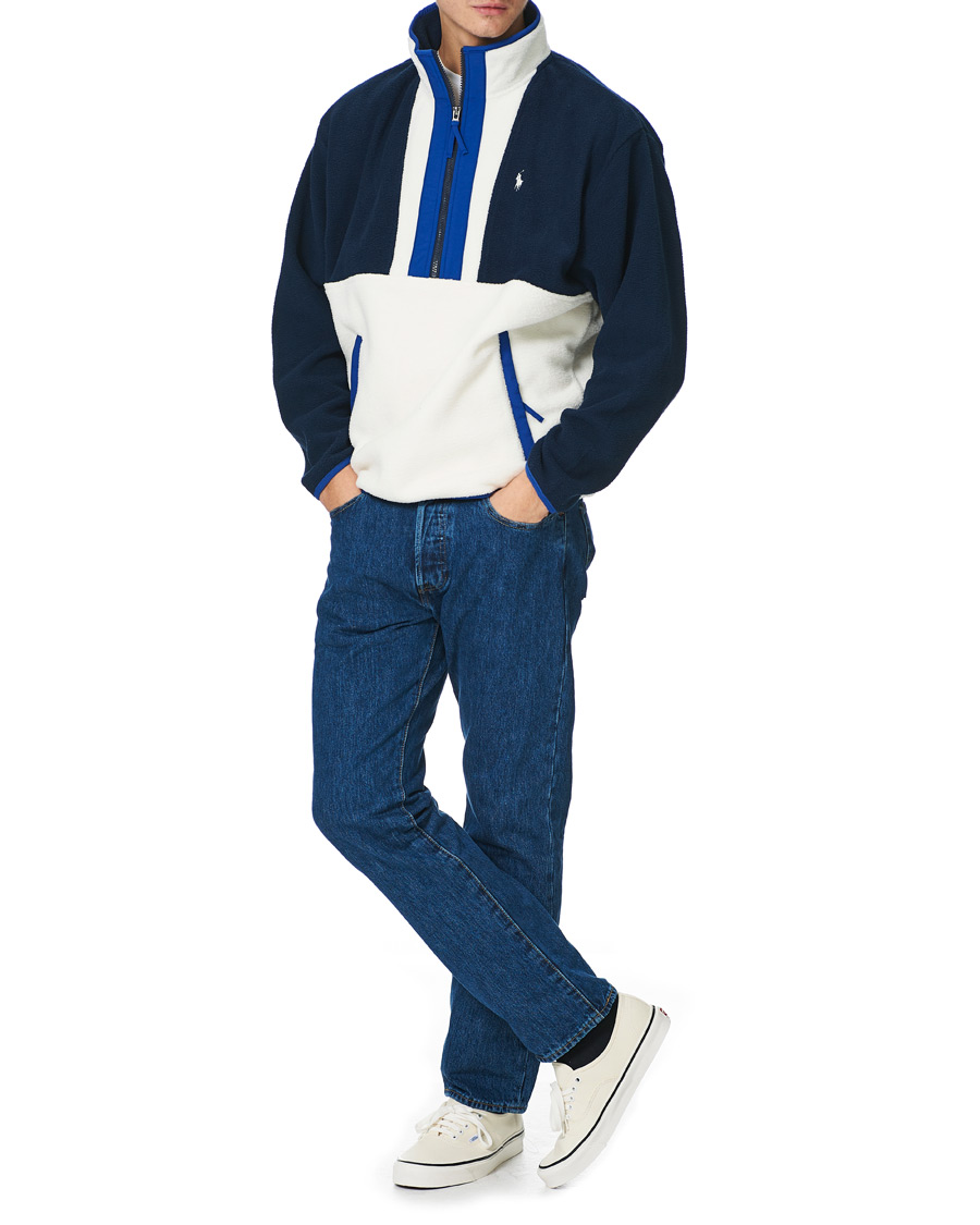 Herre | Trøjer | Polo Ralph Lauren | Vintage Poly Fleece Half Zip Sweater Navy/White