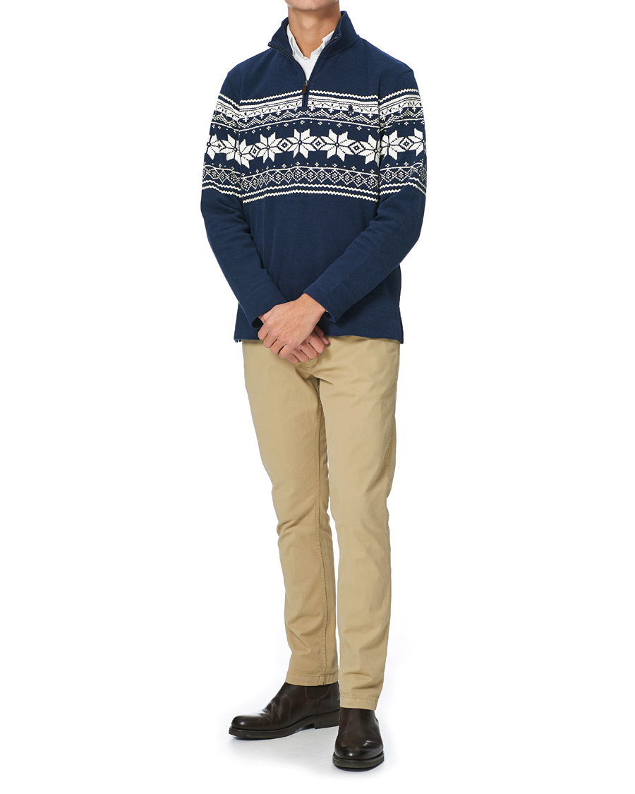 Herre | Trøjer | Polo Ralph Lauren | Winter Double Knit Half Zip Sweater Blue Heather