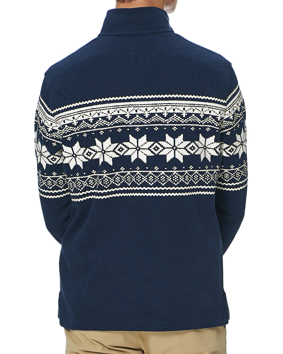 Herre | Trøjer | Polo Ralph Lauren | Winter Double Knit Half Zip Sweater Blue Heather