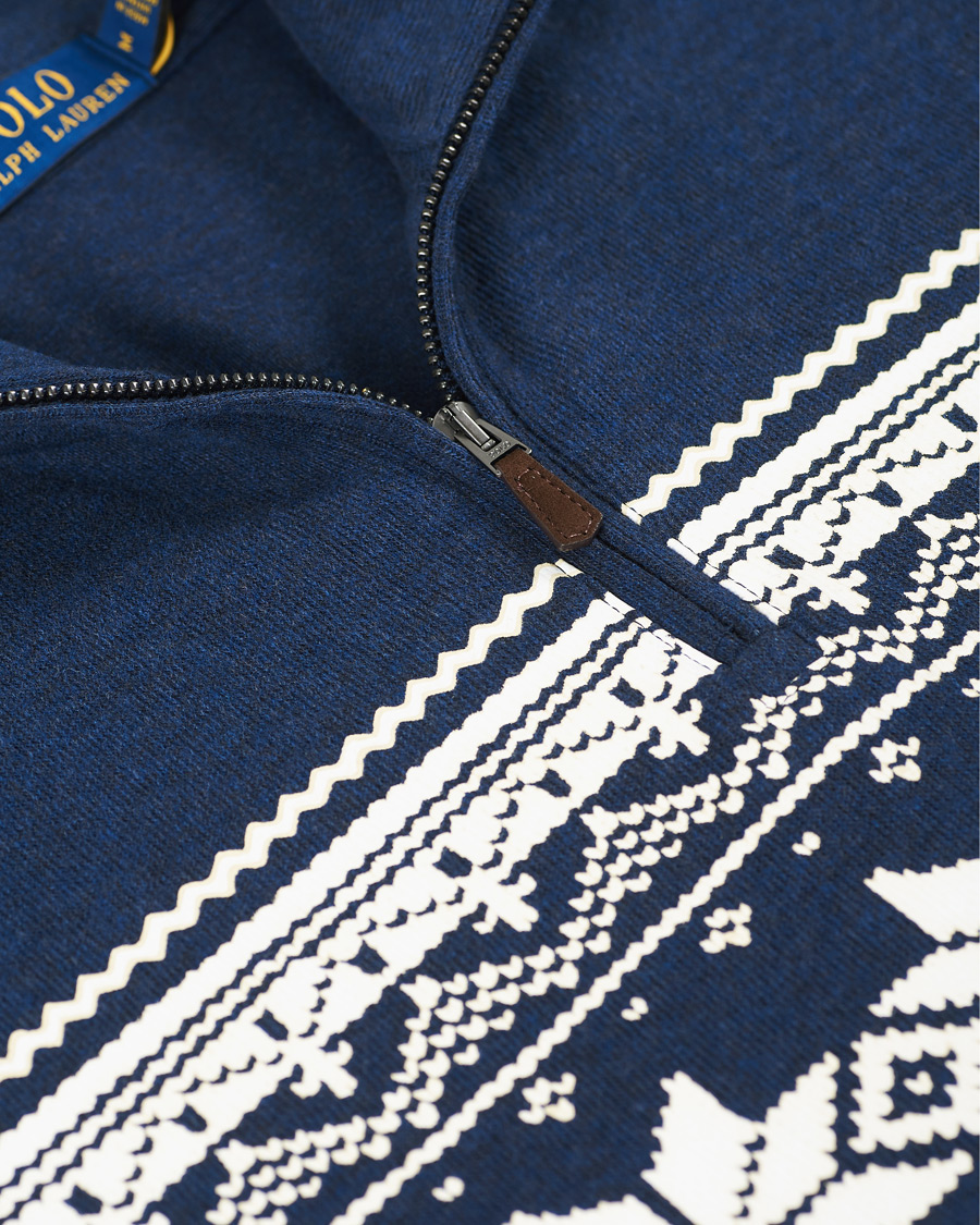 Herre | Trøjer | Polo Ralph Lauren | Winter Double Knit Half Zip Sweater Blue Heather