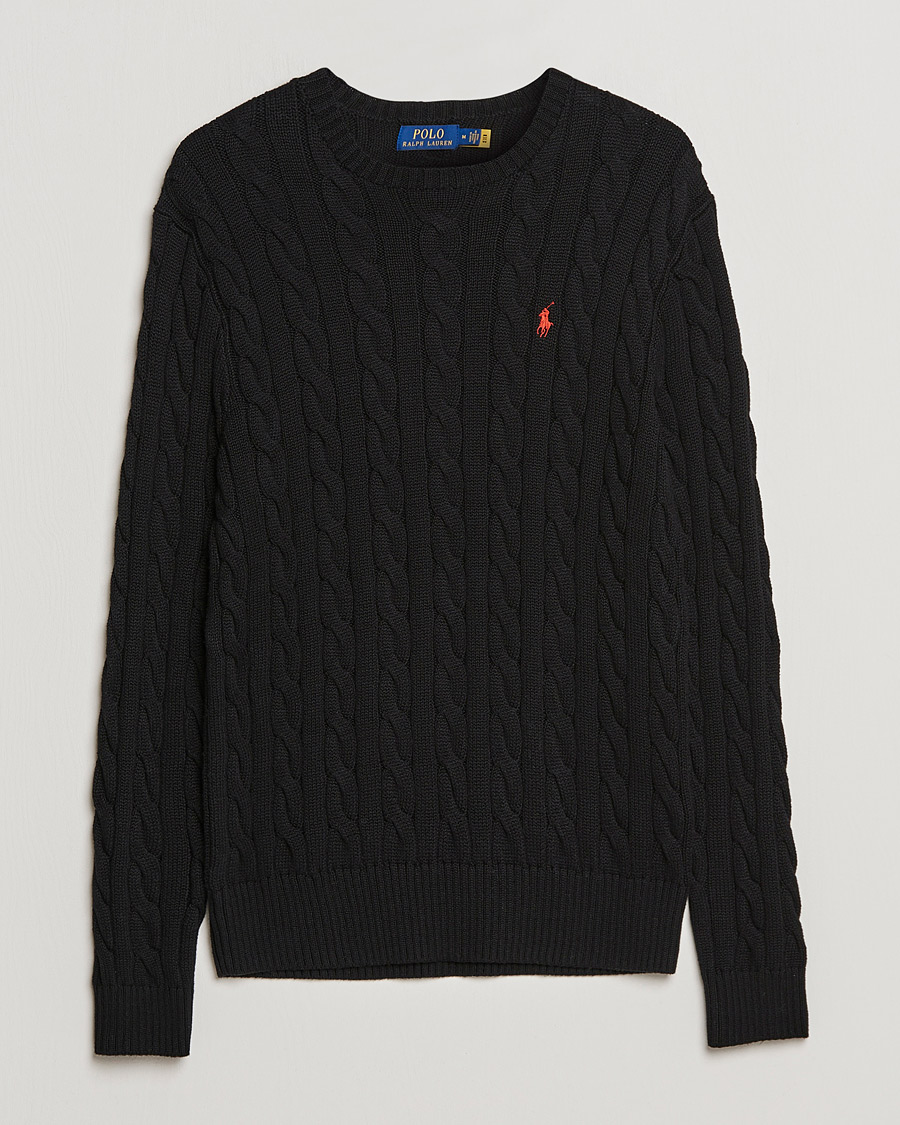 Herre | Trøjer | Polo Ralph Lauren | Cotton Cable Pullover Polo Black