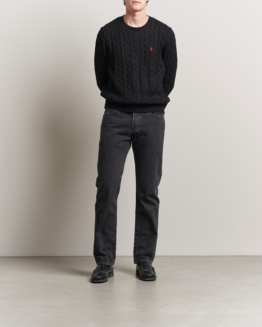 Herre | Trøjer | Polo Ralph Lauren | Cotton Cable Pullover Polo Black
