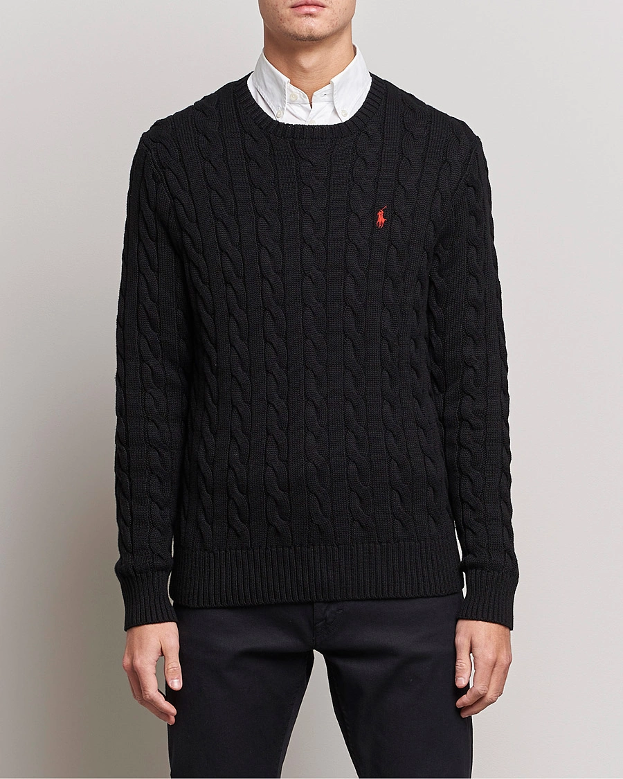 Herre | Strikkede trøjer | Polo Ralph Lauren | Cotton Cable Pullover Black