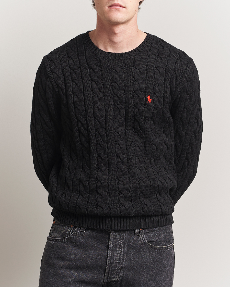 Herre | Trøjer | Polo Ralph Lauren | Cotton Cable Pullover Polo Black