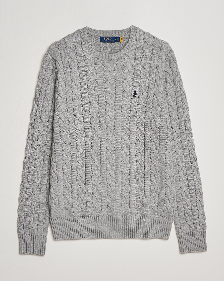 Herre |  | Polo Ralph Lauren | Cotton Cable Pullover Fawn Grey Heather