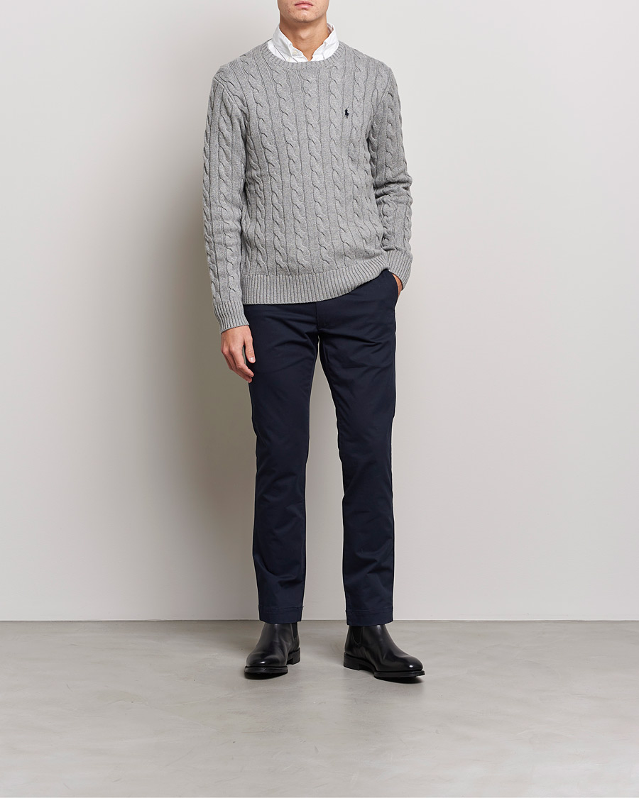 Herre | Preppy AuthenticGAMMAL | Polo Ralph Lauren | Cotton Cable Pullover Fawn Grey Heather