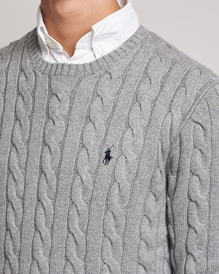 Herre | Trøjer | Polo Ralph Lauren | Cotton Cable Pullover Fawn Grey Heather