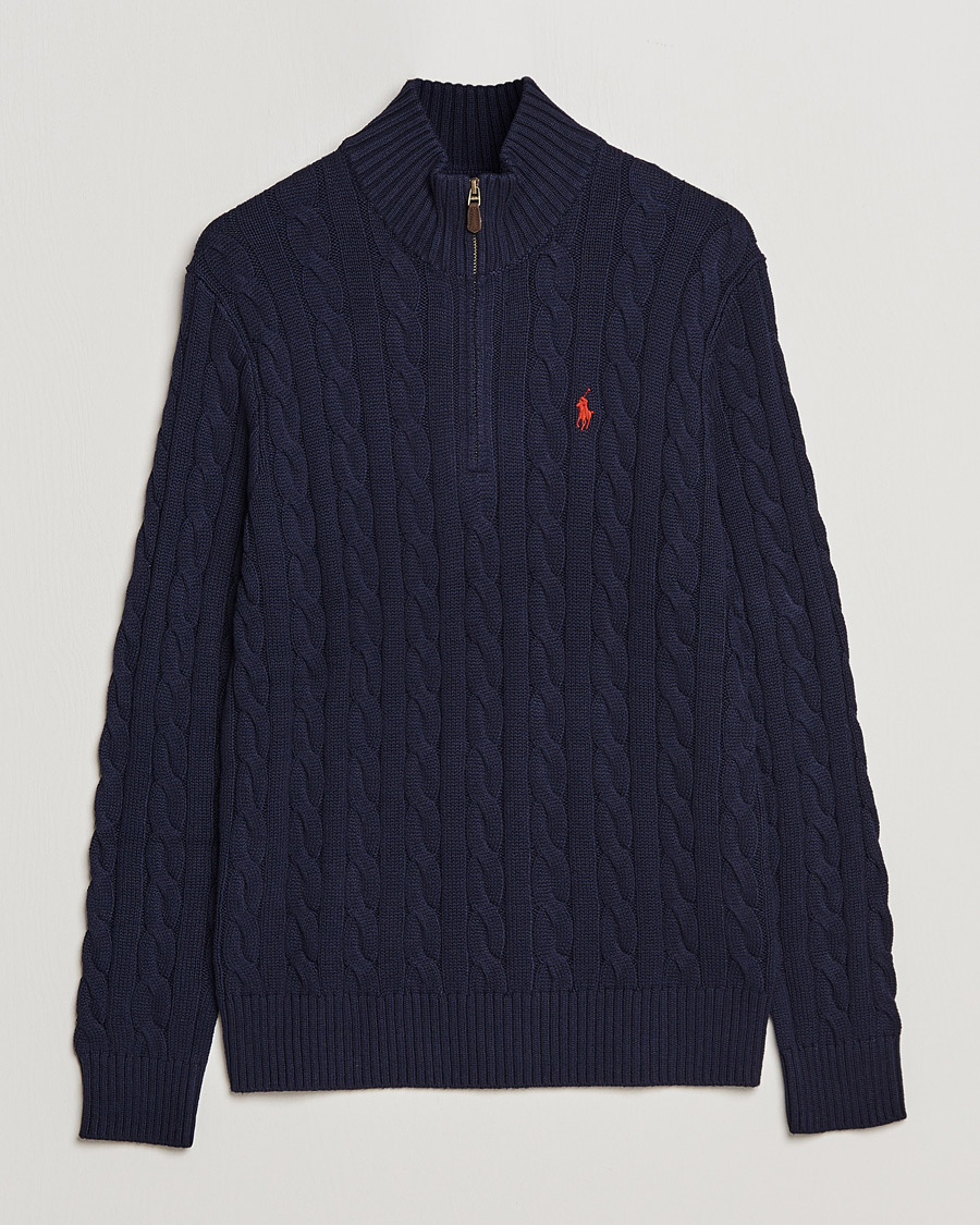 Herre | Half-zip | Polo Ralph Lauren | Cotton Cable Half Zip Sweater Hunter Navy
