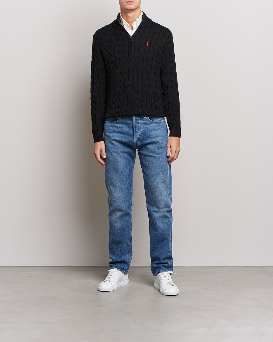 Herre |  | Polo Ralph Lauren | Cotton Cable Half Zip Sweater Black