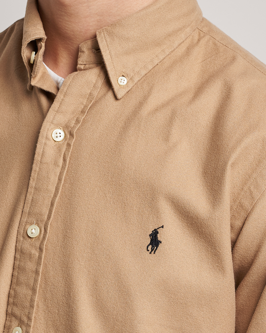 Herre | Skjorter | Polo Ralph Lauren | Custom Fit Brushed Flannel Shirt Vintage Khaki