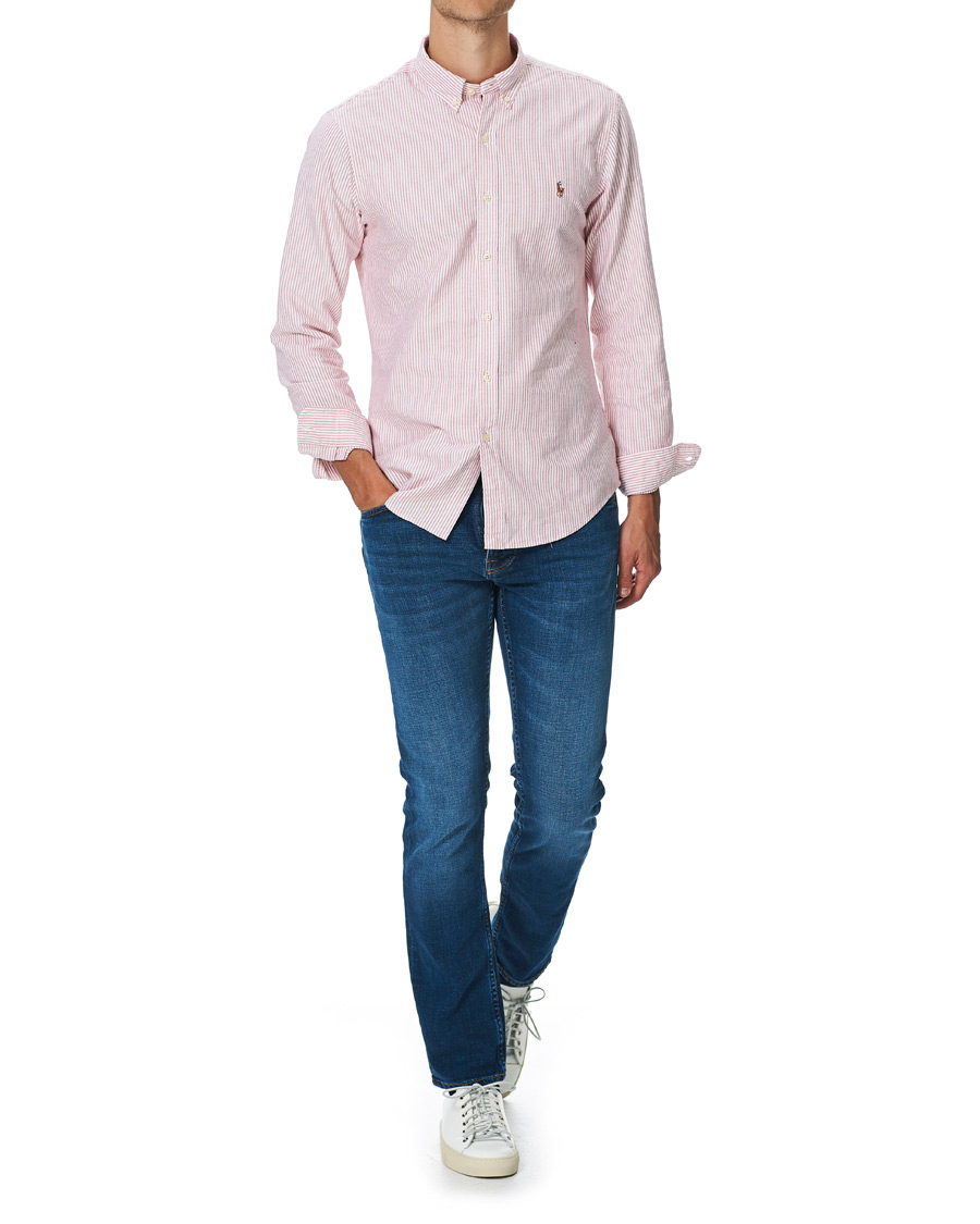 Herre | Skjorter | Polo Ralph Lauren | Slim Fit Striped Oxford Shirt Burgundy/White