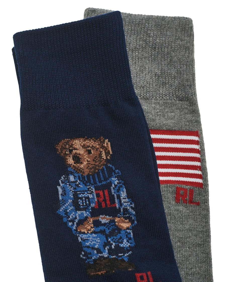Herre | Undertøj | Polo Ralph Lauren | 2-Pack Bear Stripe Socks RL Bear/US Flag