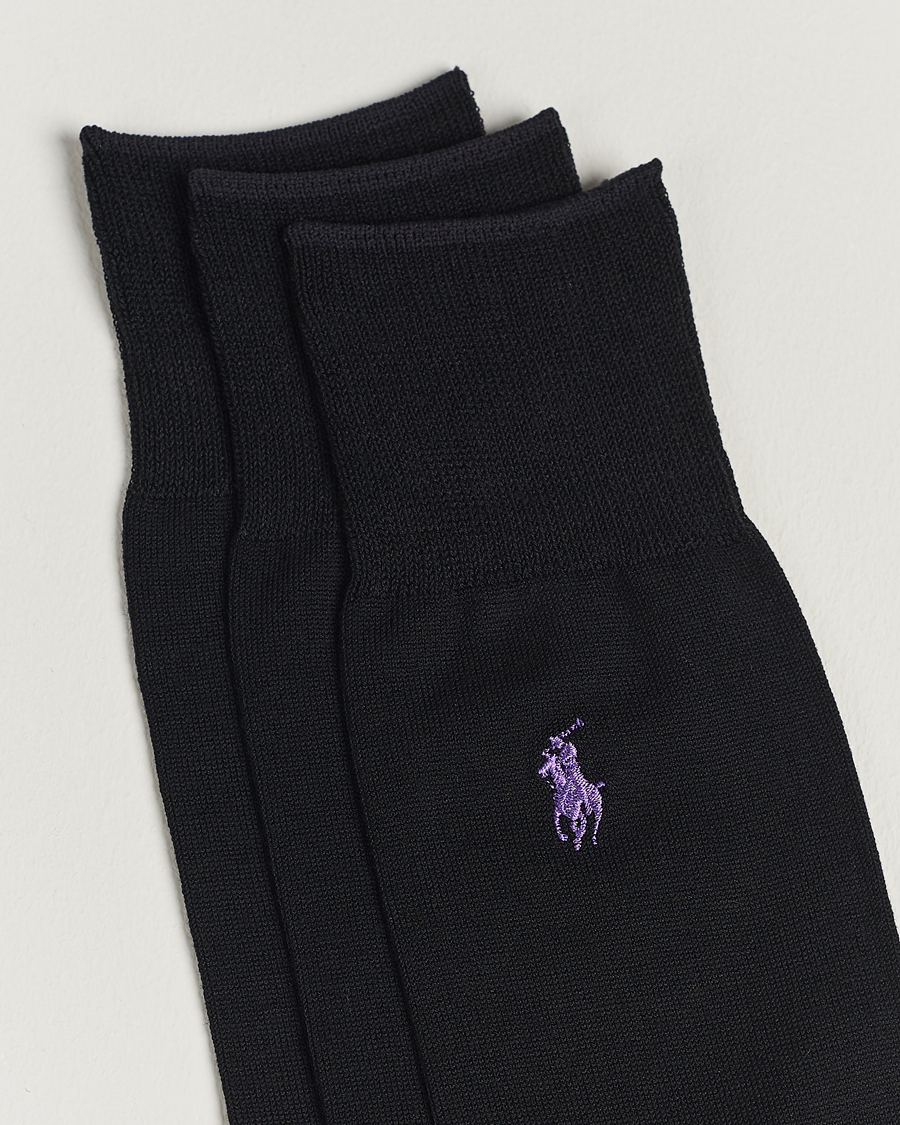 Herre | Strømper | Polo Ralph Lauren | 3-Pack Mercerized Cotton Socks Black