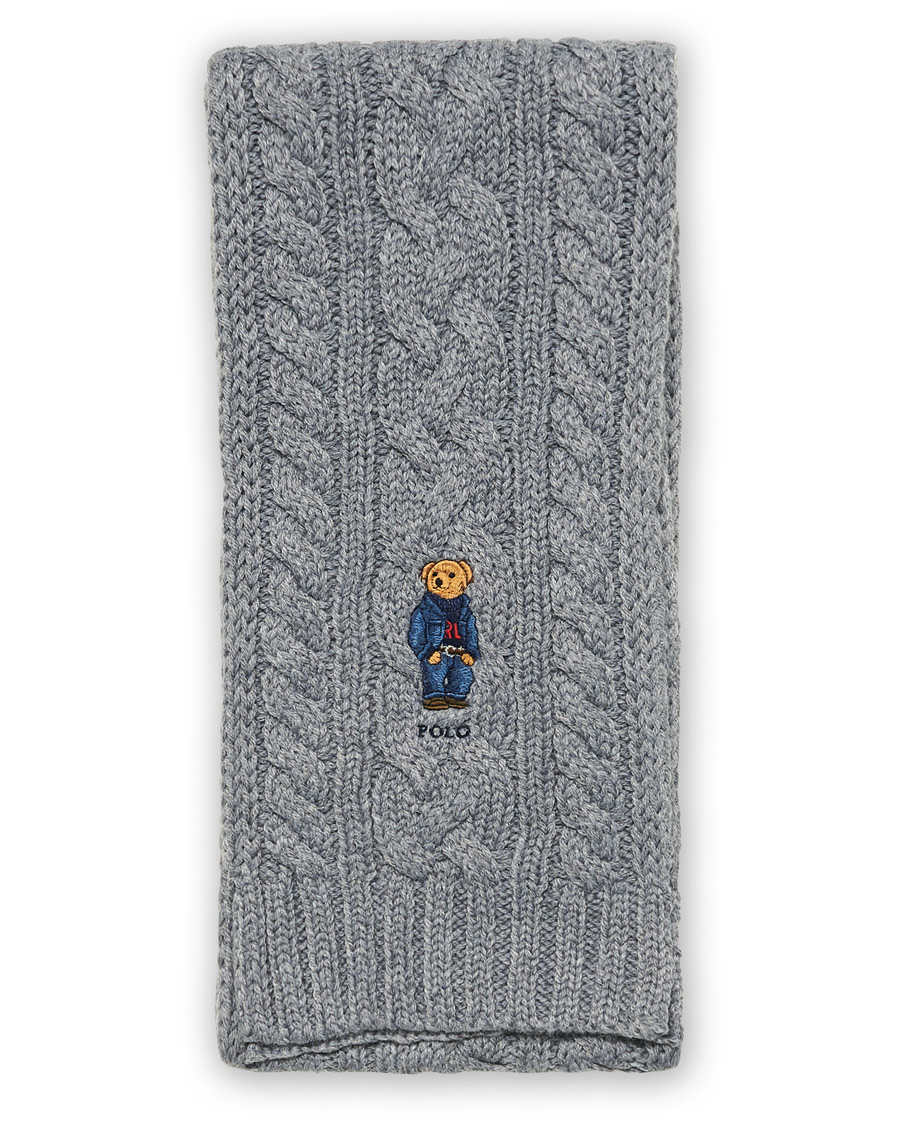 Herre | Polo Ralph Lauren Cable Bear Recycled Wool Scarf Classic Grey | Polo Ralph Lauren | Cable Bear Recycled Wool Scarf Classic Grey